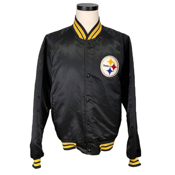 Vintage Chalk Line Pittsburgh Steelers Satin Bomber Jacket XL Made In USA 80's - Picture 1 of 11